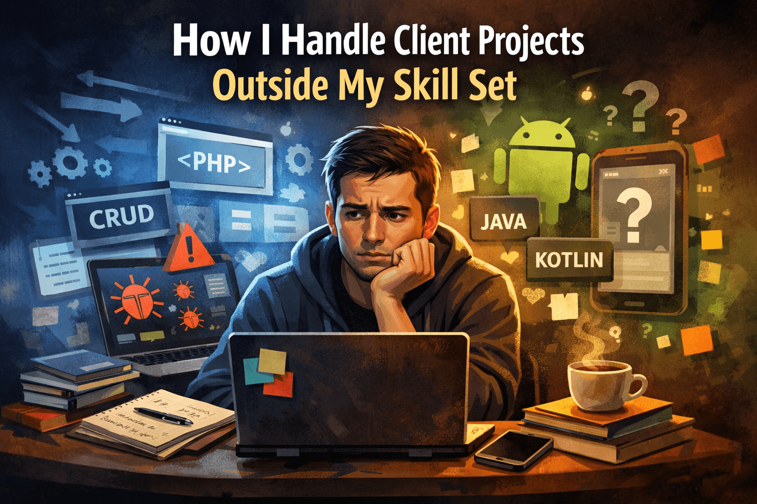 A freelancer figuring out client projects beyond his comfort zone