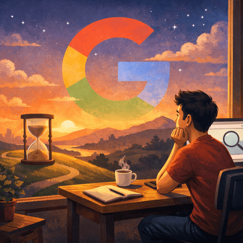 Illustration of a blogger waiting for Google to index new blog articles